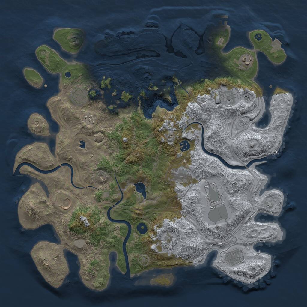 Rust Map: Procedural Map, Size: 4250, Seed: 56888942, 17 Monuments
