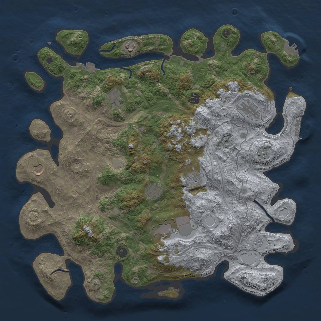 Rust Map: Procedural Map, Size: 4250, Seed: 56888942, 17 Monuments