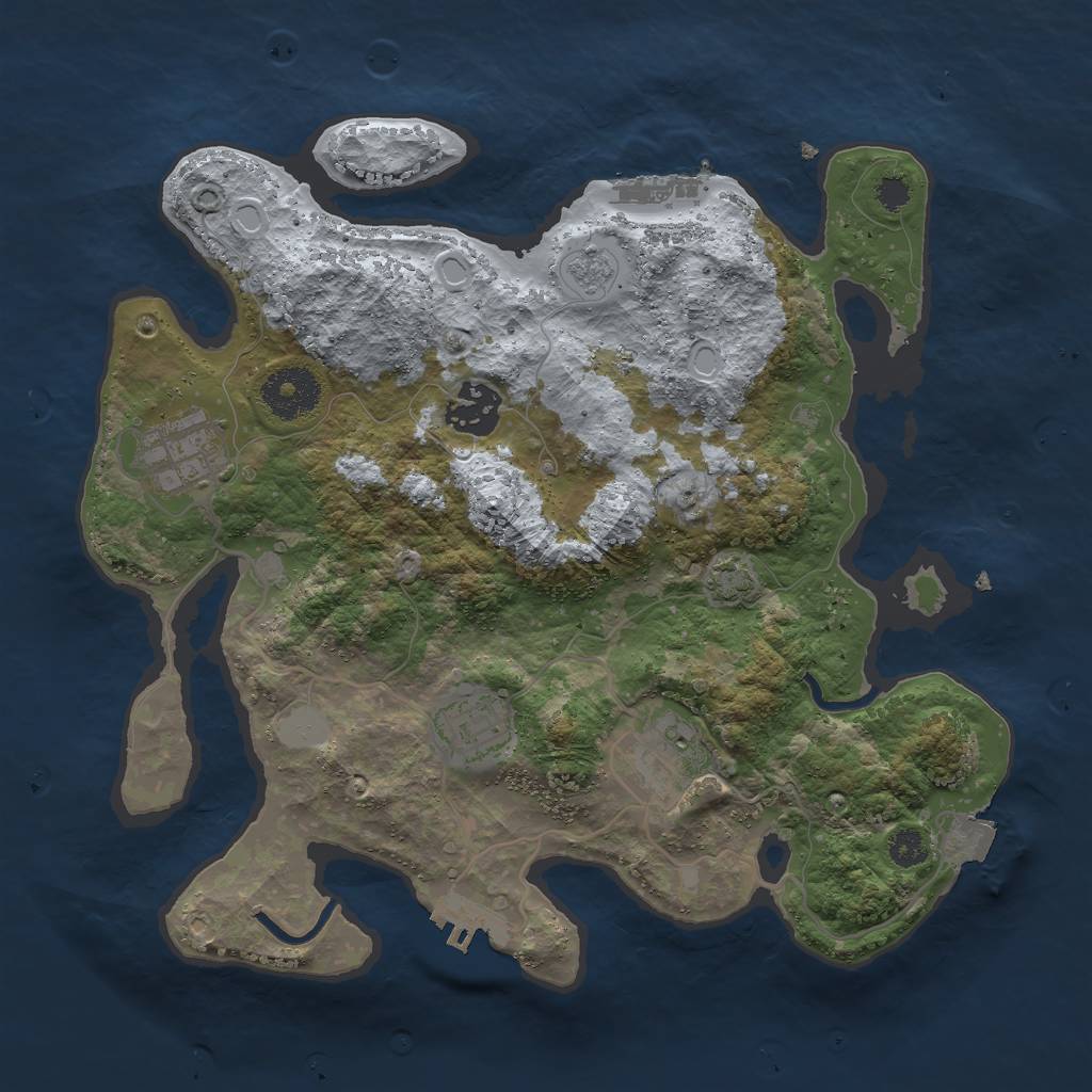 Rust Map: Procedural Map, Size: 3000, Seed: 234657665, 11 Monuments