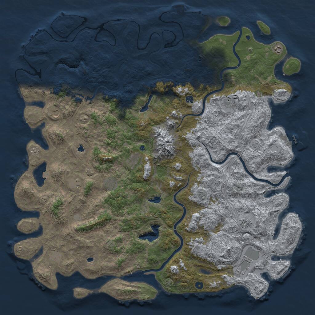 Rust Map: Procedural Map, Size: 6000, Seed: 92419418, 17 Monuments