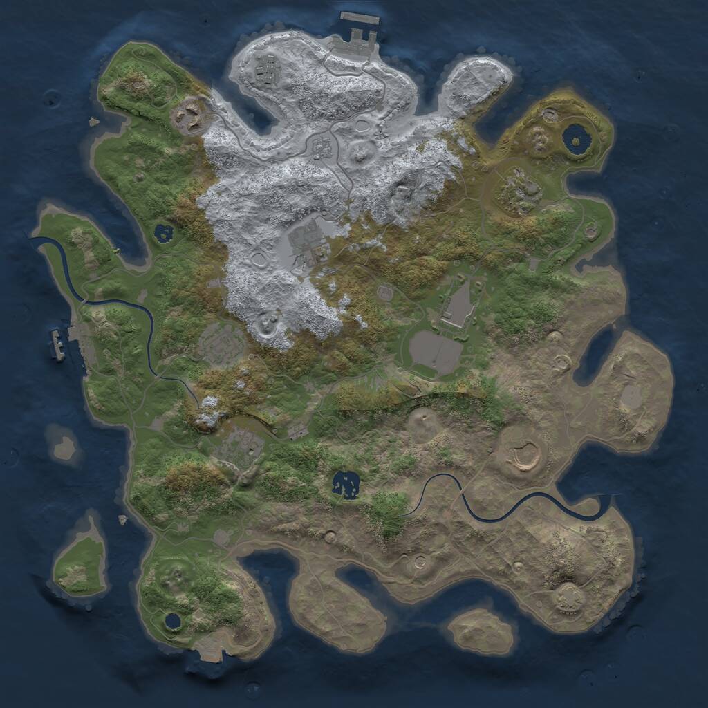 Rust Map: Procedural Map, Size: 3700, Seed: 1979367044, 15 Monuments