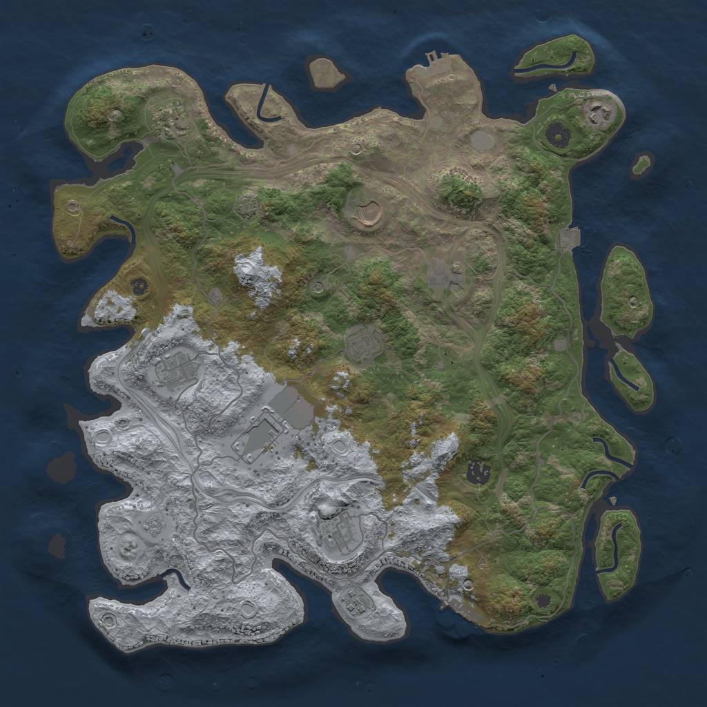 Rust Map: Procedural Map, Size: 4250, Seed: 43011, 18 Monuments