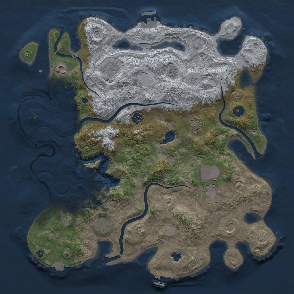 Rust Map: Procedural Map, Size: 4050, Seed: 1858904372, 14 Monuments