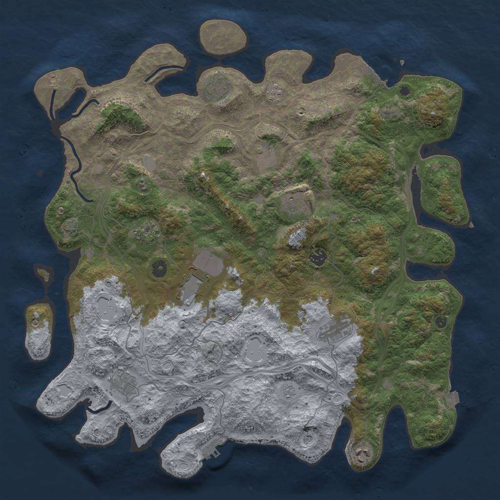 Rust Map: Procedural Map, Size: 4500, Seed: 893914808, 18 Monuments