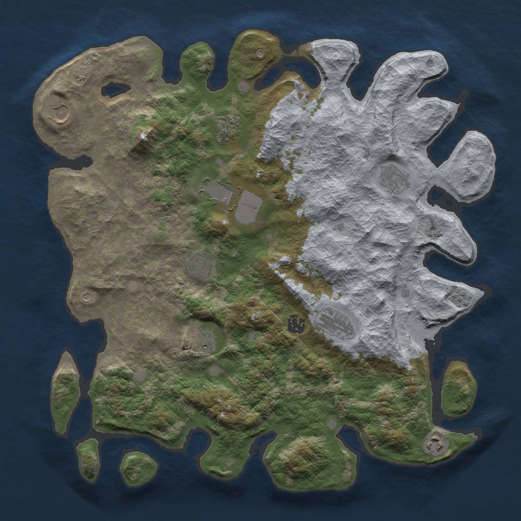 Rust Map: Barren, Size: 4250, Seed: 46232238, 14 Monuments