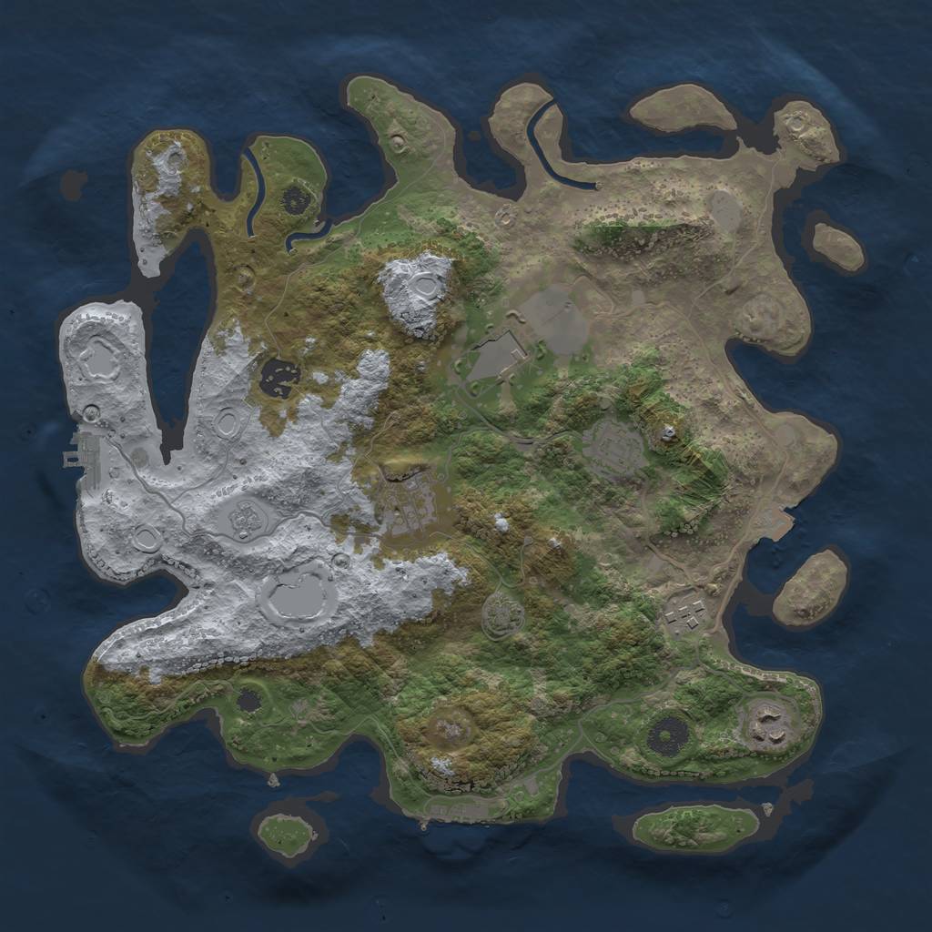 Rust Map: Procedural Map, Size: 3500, Seed: 504606187, 13 Monuments