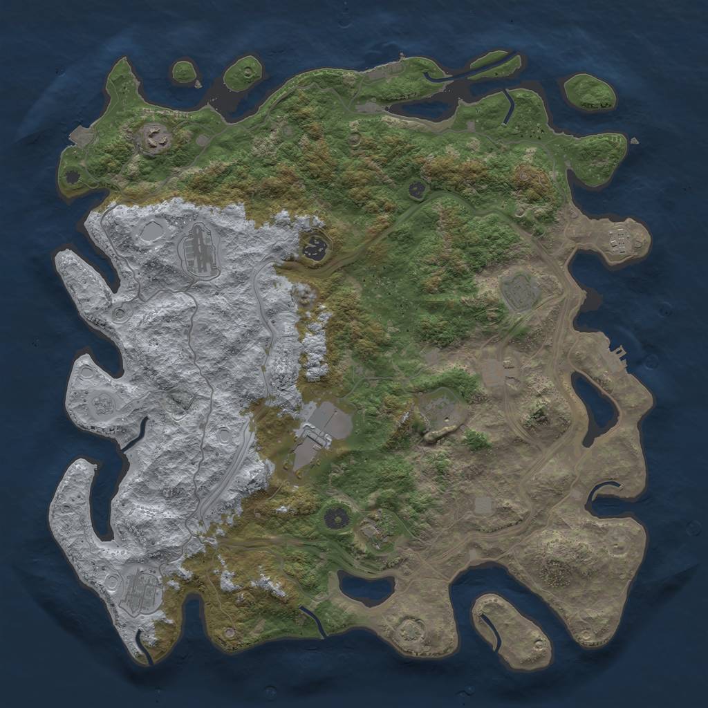 Rust Map: Procedural Map, Size: 4500, Seed: 1695, 18 Monuments