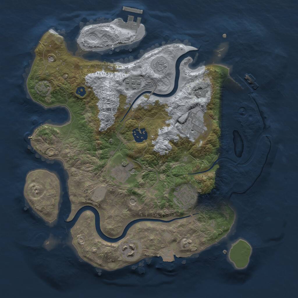 Rust Map: Procedural Map, Size: 3000, Seed: 1152540571, 12 Monuments