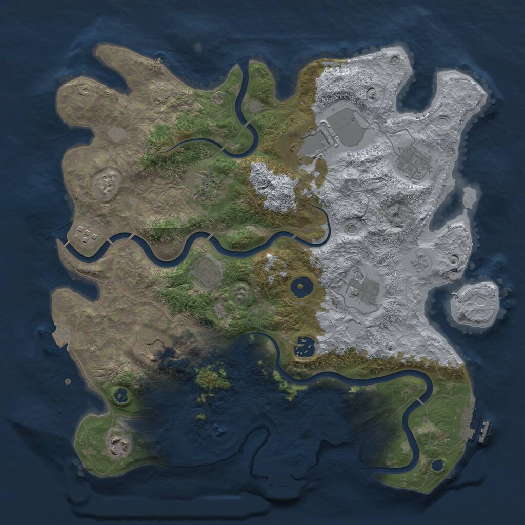 Rust Map: Procedural Map, Size: 3700, Seed: 1095555505, 15 Monuments