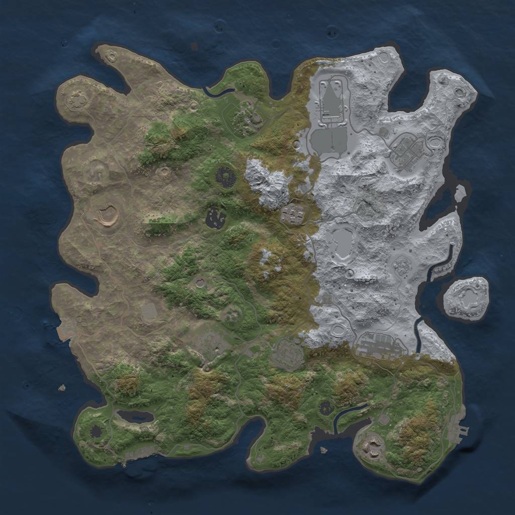 Rust Map: Procedural Map, Size: 3700, Seed: 1095555505, 18 Monuments