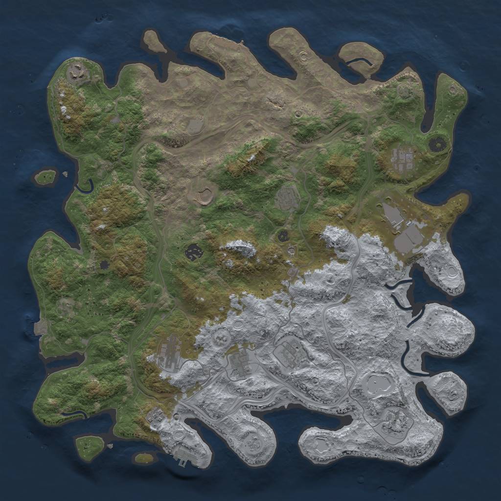 Rust Map: Procedural Map, Size: 4500, Seed: 394458056, 19 Monuments