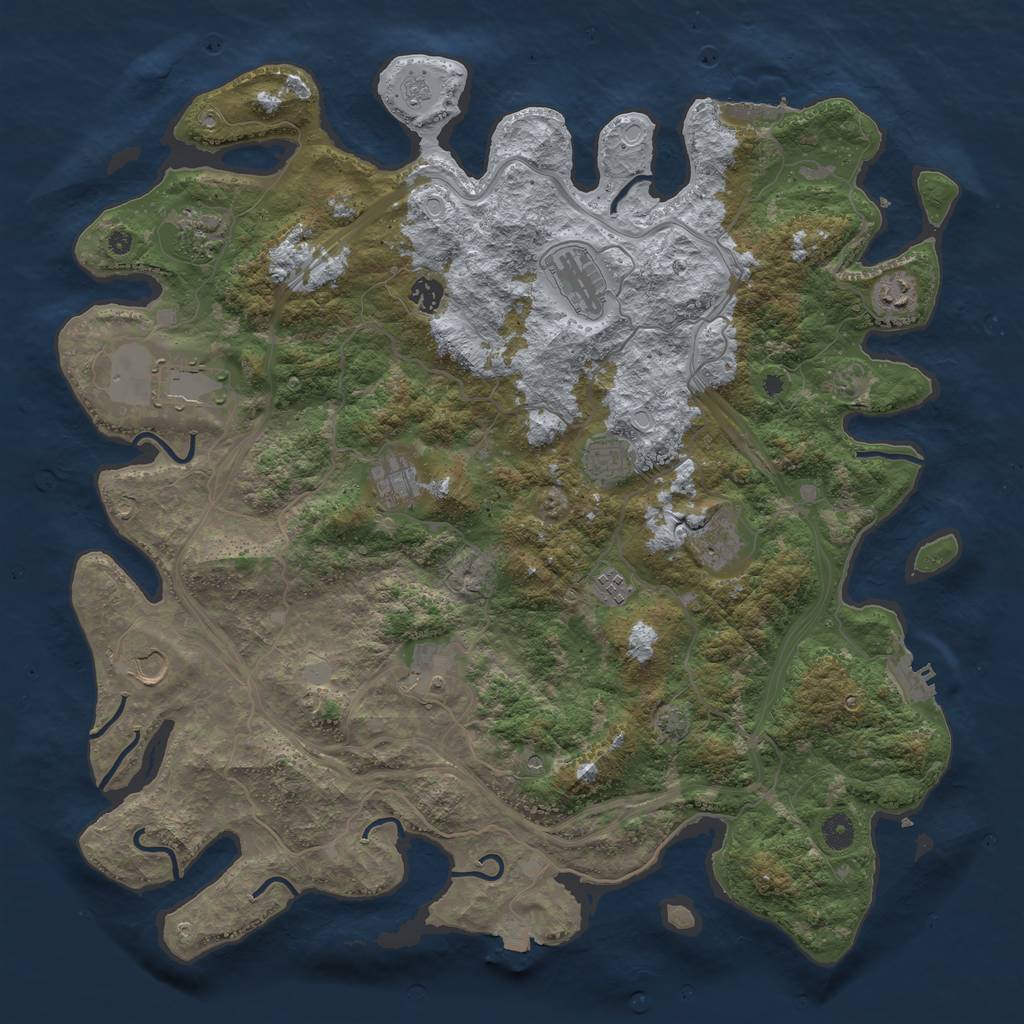 Rust Map: Procedural Map, Size: 4500, Seed: 1071692634, 19 Monuments