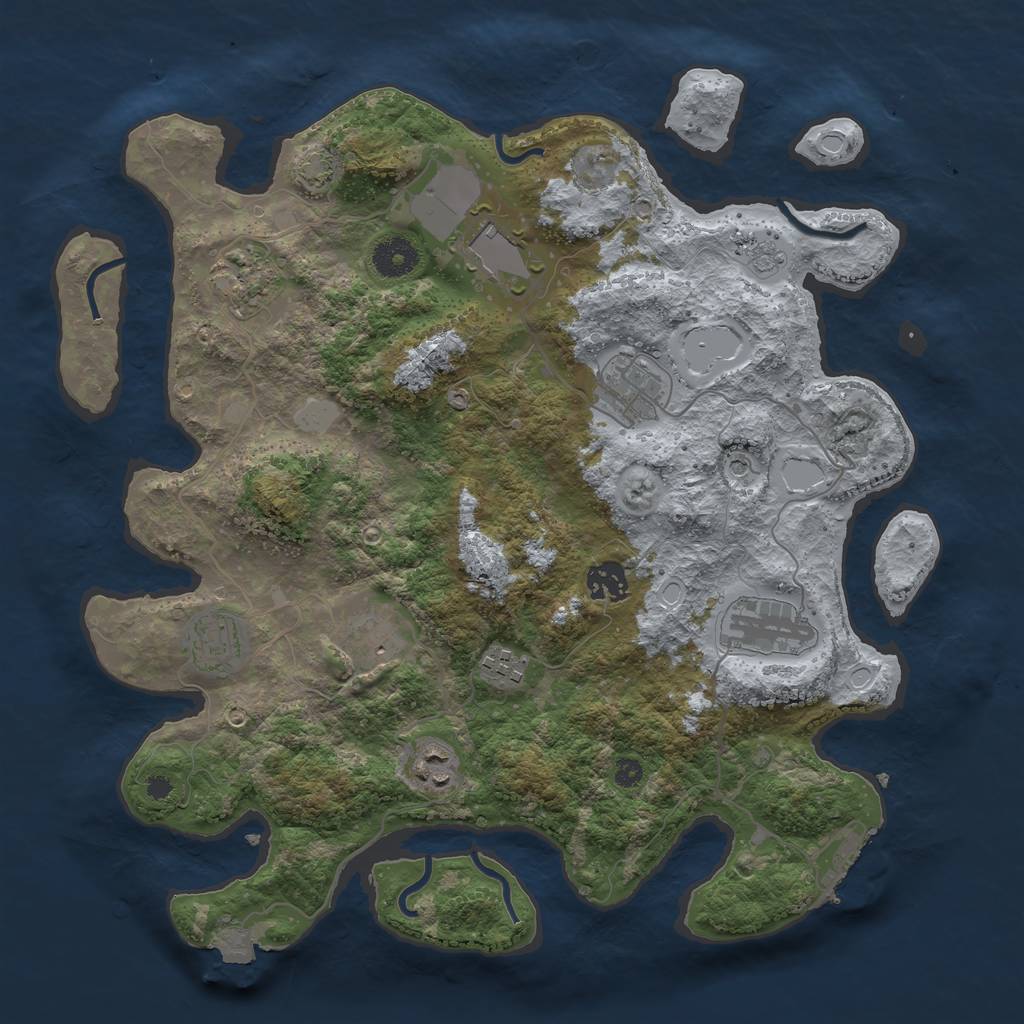Rust Map: Procedural Map, Size: 3650, Seed: 58223176, 16 Monuments
