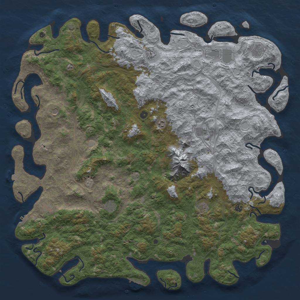 Rust Map: Procedural Map, Size: 6000, Seed: 1423085923, 19 Monuments