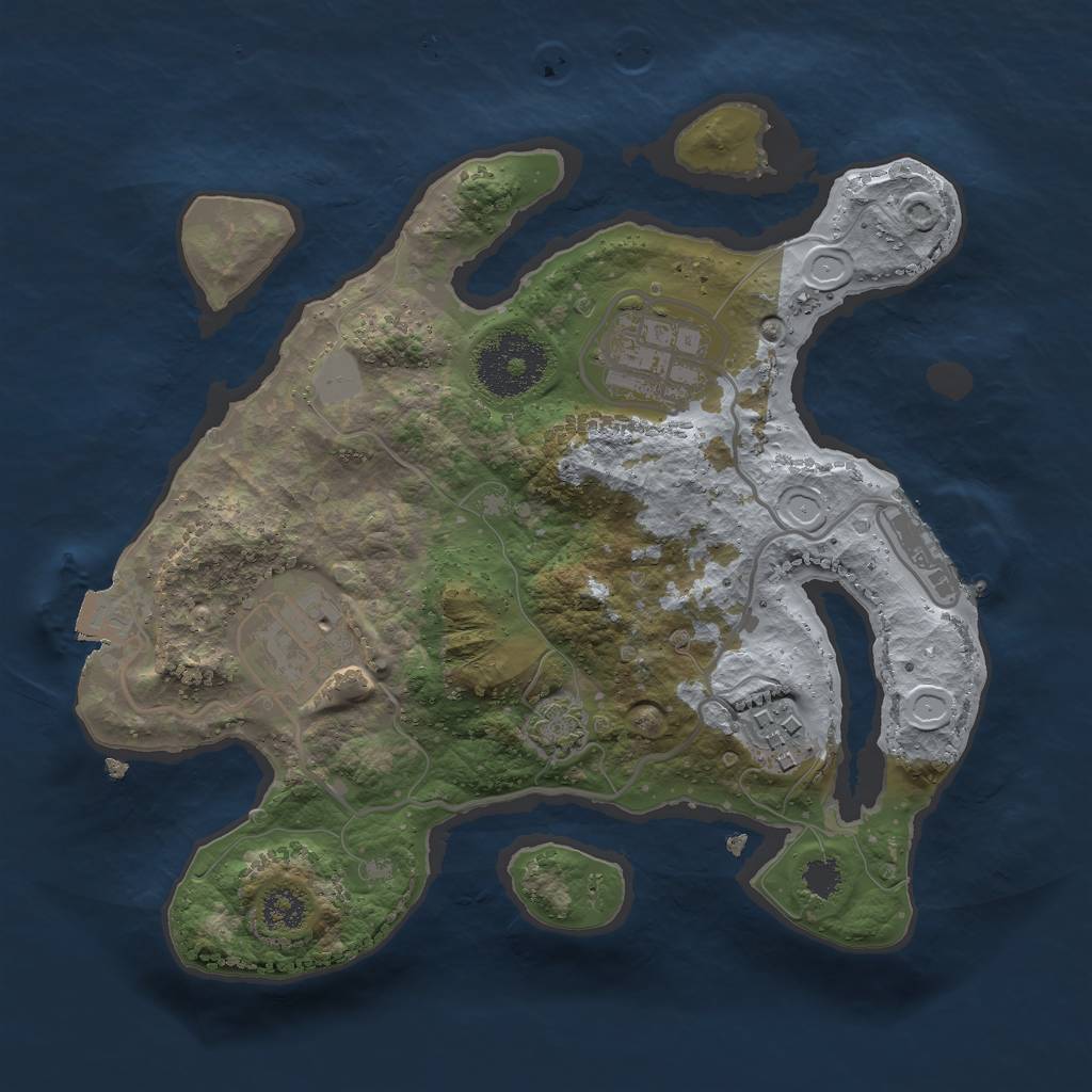 Rust Map: Procedural Map, Size: 2500, Seed: 303845902, 8 Monuments