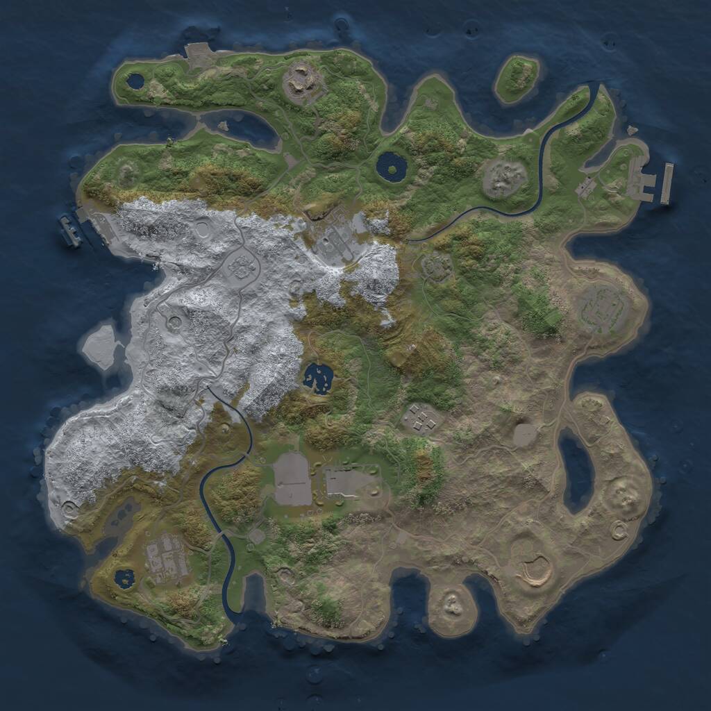 Rust Map: Procedural Map, Size: 3500, Seed: 1551172288, 14 Monuments