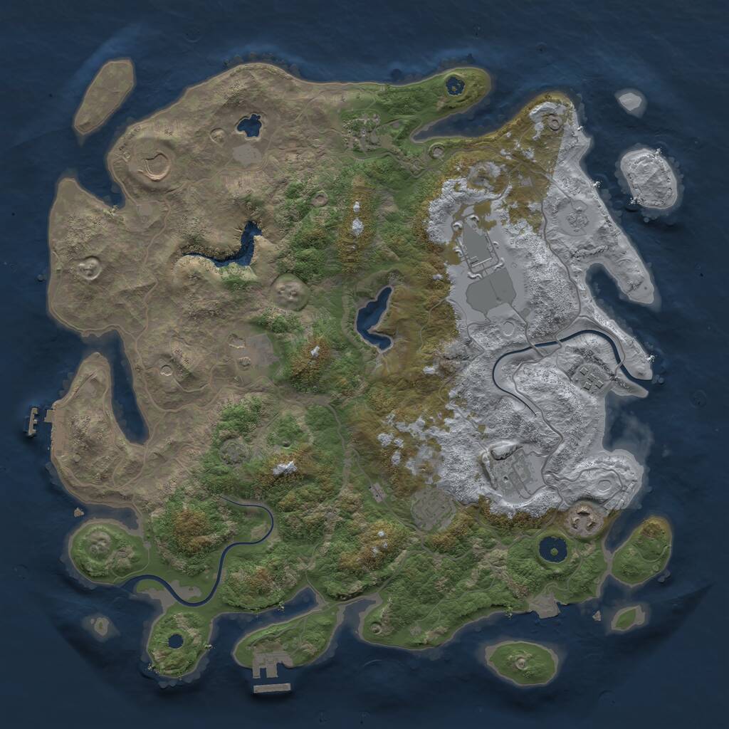 Rust Map: Procedural Map, Size: 4000, Seed: 2124974933, 14 Monuments