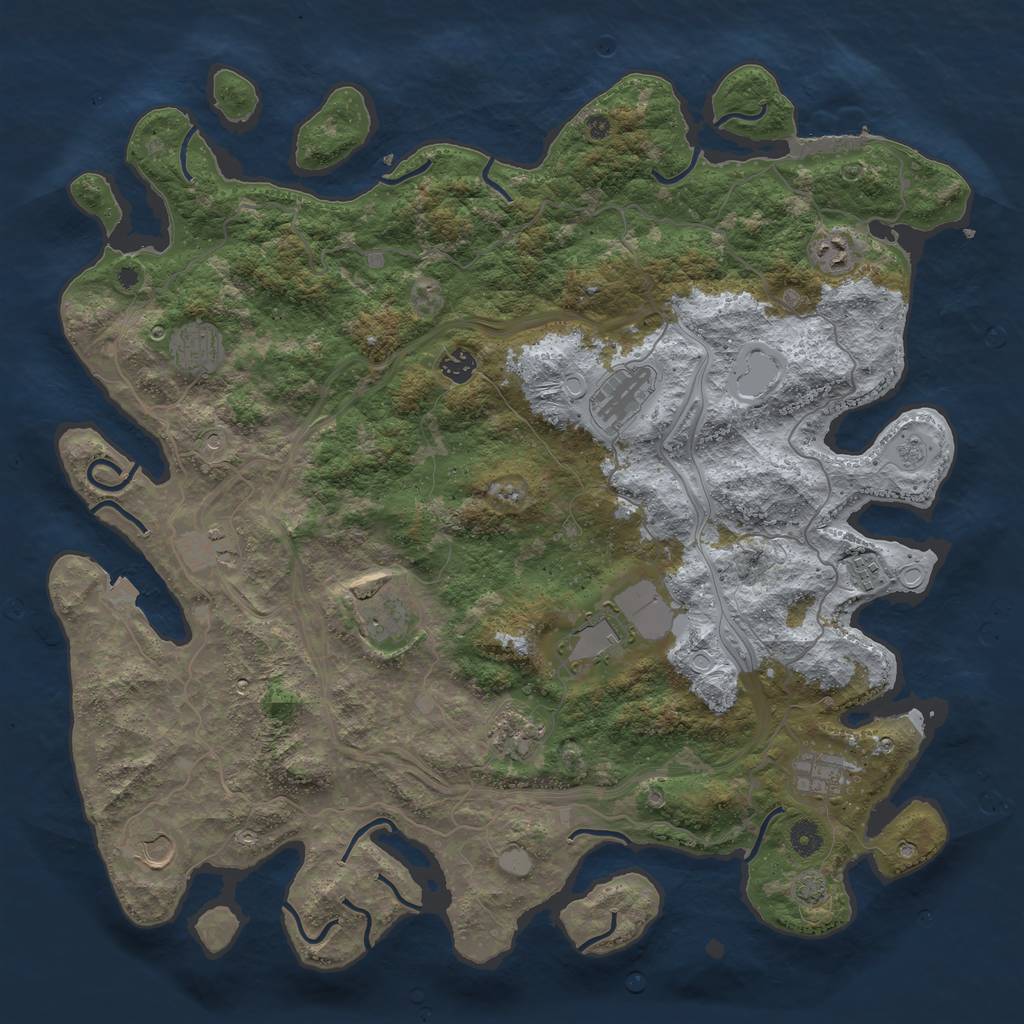 Rust Map: Procedural Map, Size: 4500, Seed: 6677777, 18 Monuments