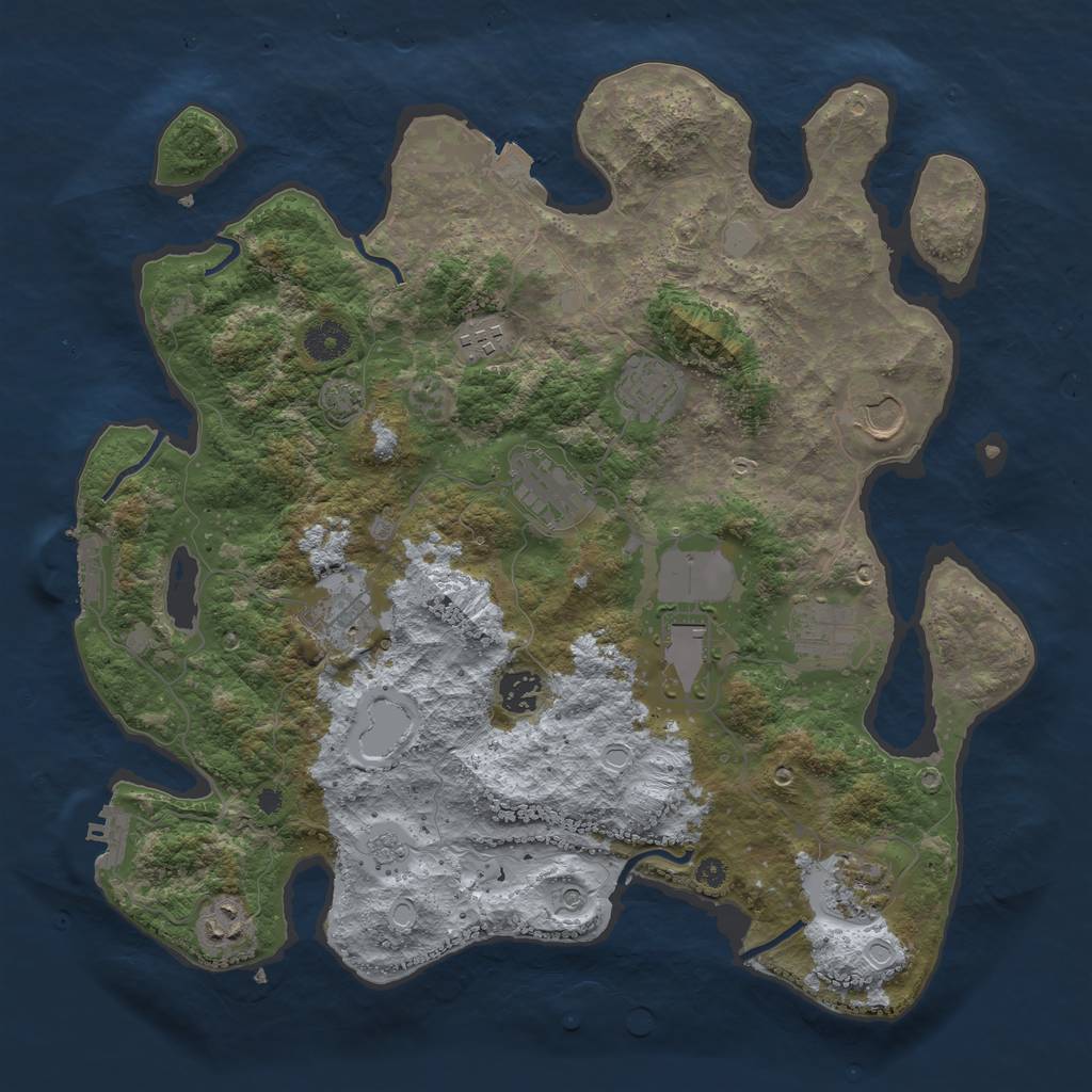 Rust Map: Procedural Map, Size: 3800, Seed: 334426, 18 Monuments