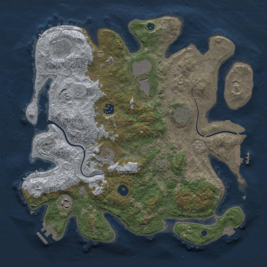 Rust Map: Procedural Map, Size: 3700, Seed: 70834875, 13 Monuments