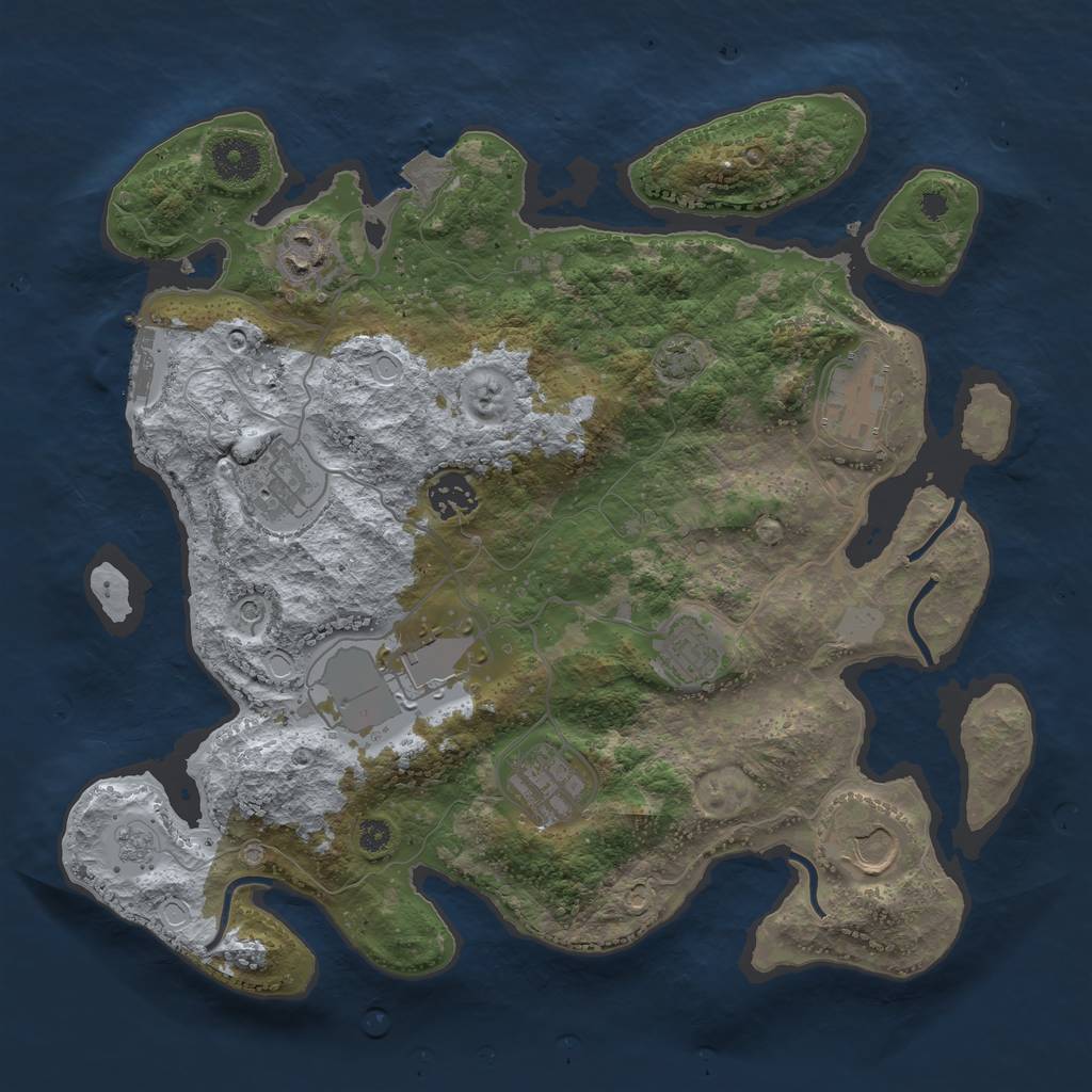 Rust Map: Procedural Map, Size: 3500, Seed: 2134904957, 15 Monuments