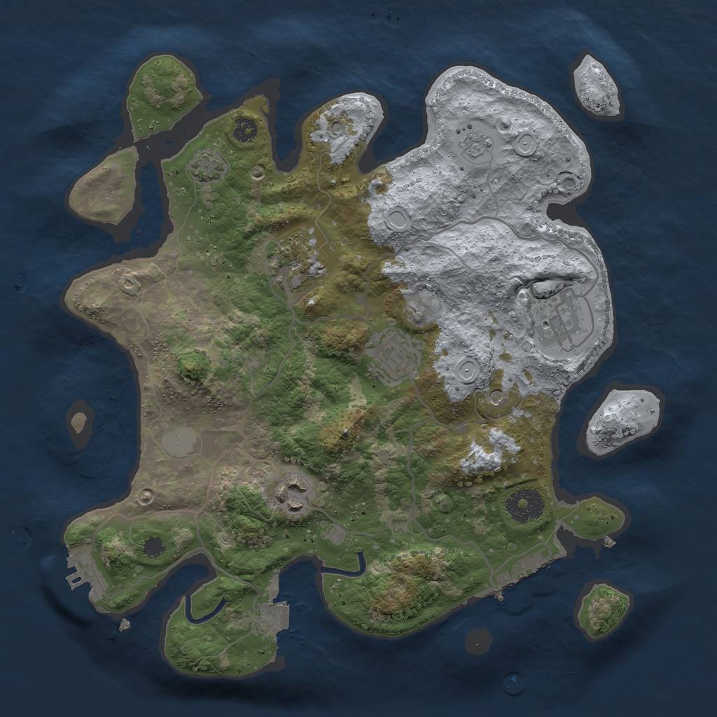 Rust Map: Procedural Map, Size: 3000, Seed: 2100013810, 12 Monuments