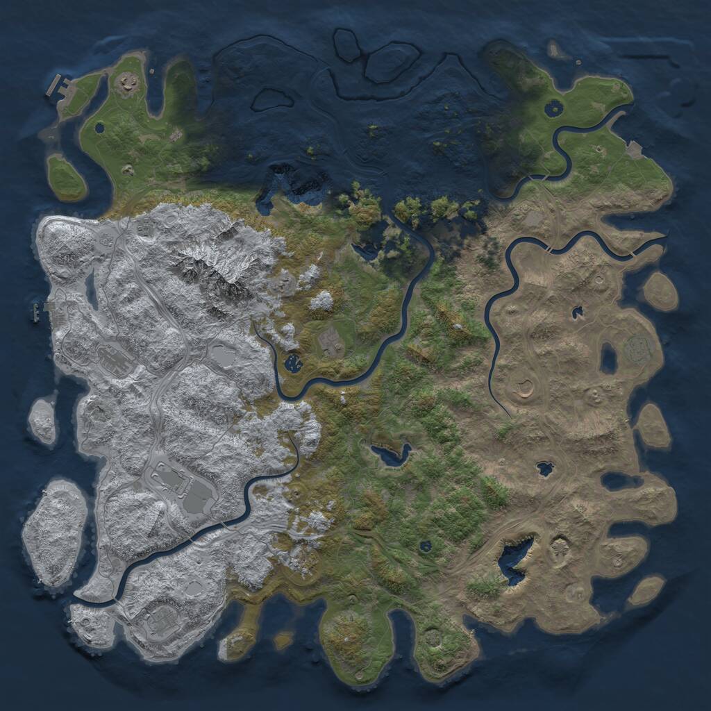 Rust Map: Procedural Map, Size: 6000, Seed: 849488436, 17 Monuments
