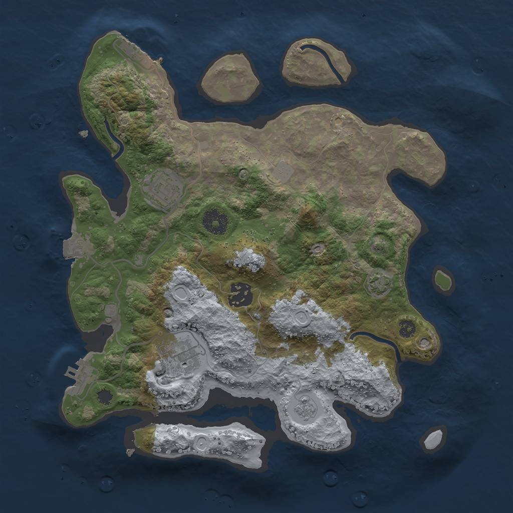 Rust Map: Procedural Map, Size: 3000, Seed: 19408, 10 Monuments