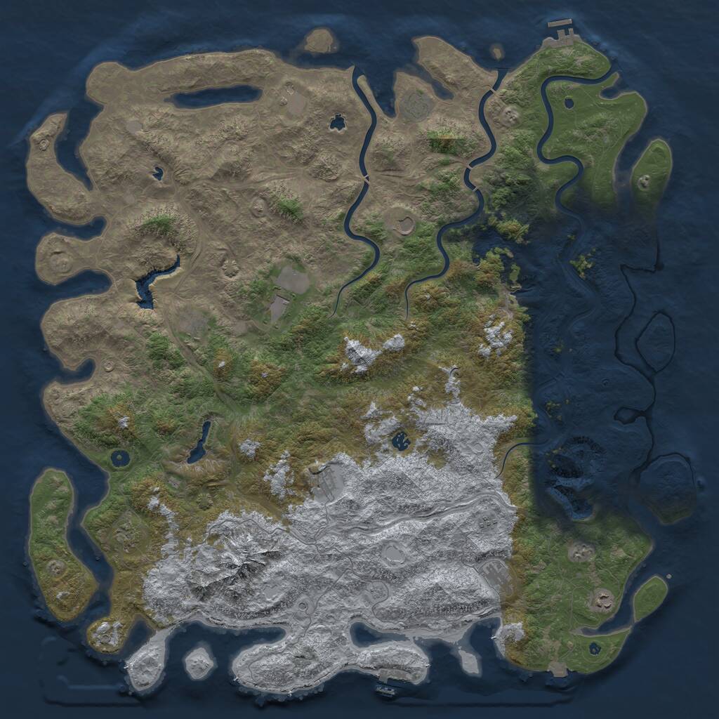 Rust Map: Procedural Map, Size: 6000, Seed: 64394052, 17 Monuments