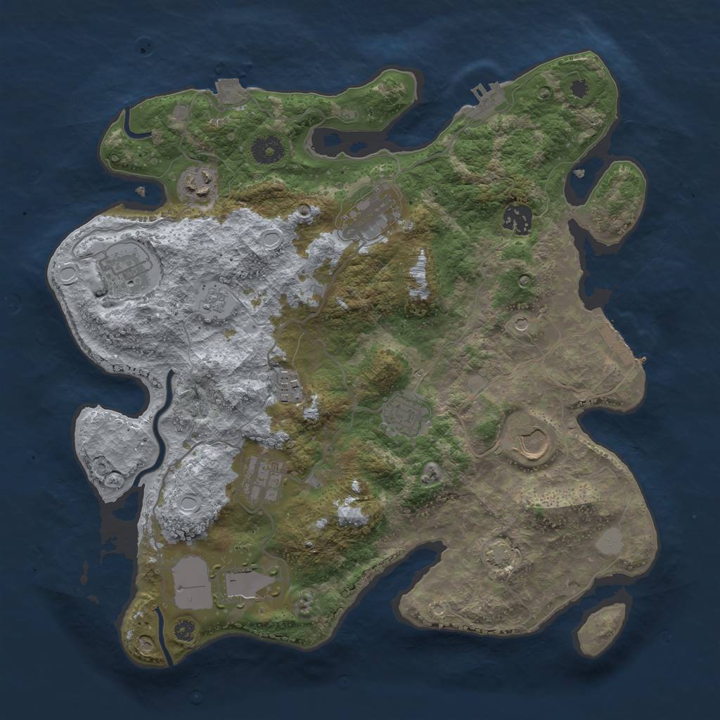 Rust Map: Procedural Map, Size: 3500, Seed: 941584047, 17 Monuments