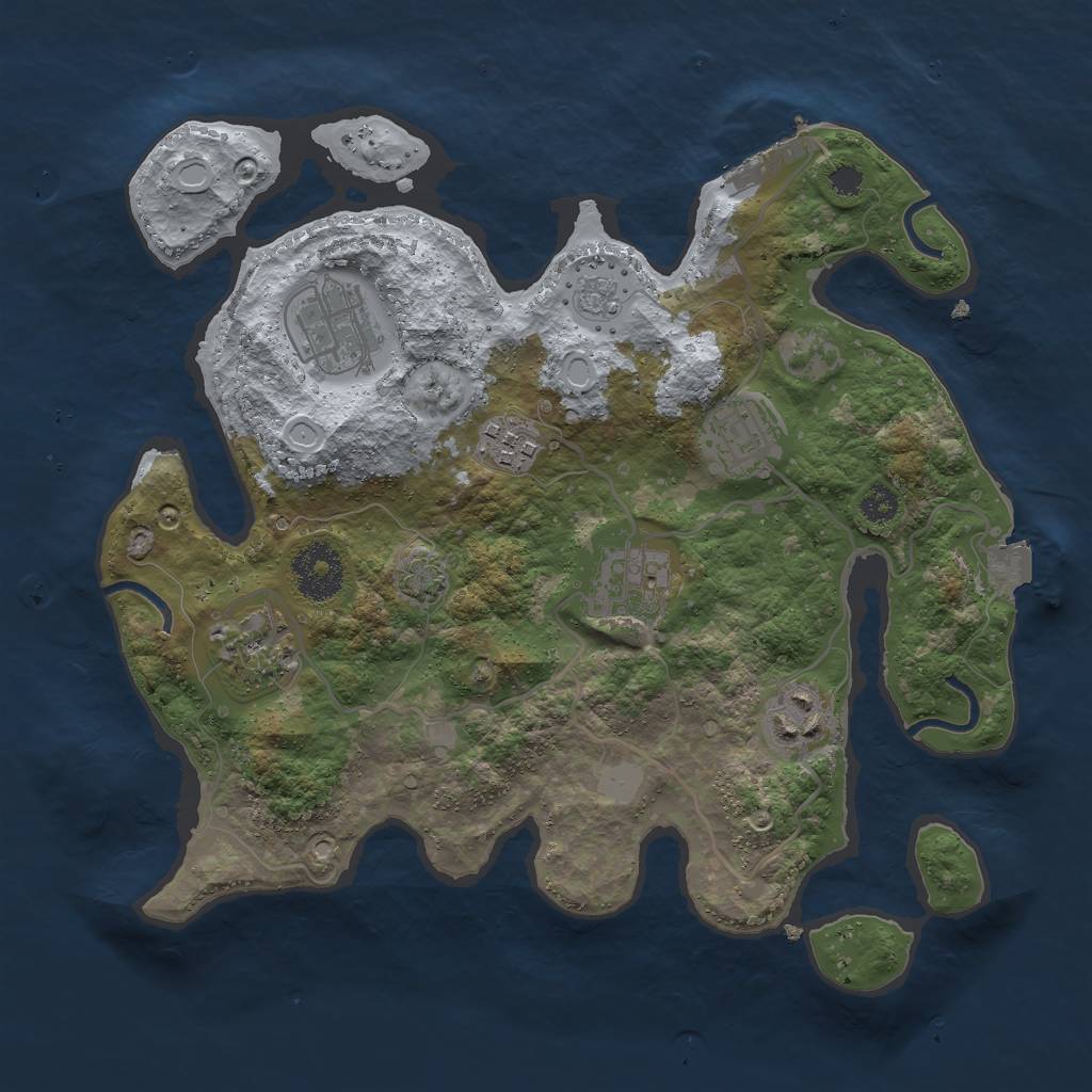 Rust Map: Procedural Map, Size: 3000, Seed: 32591, 12 Monuments