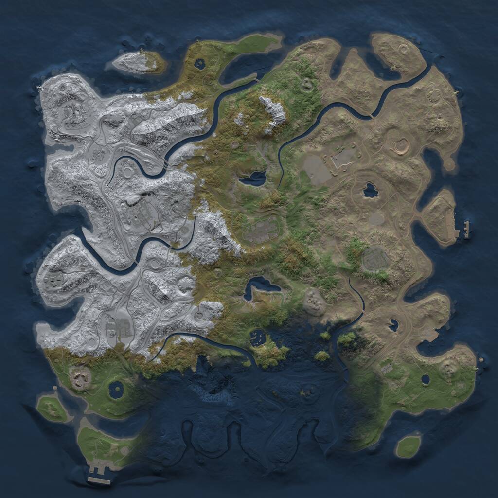 Rust Map: Procedural Map, Size: 4500, Seed: 73241, 16 Monuments