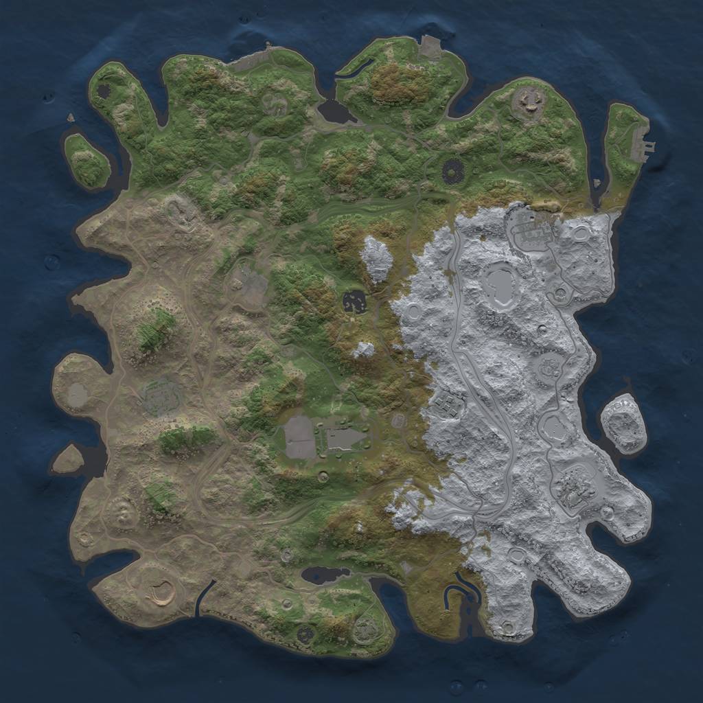 Rust Map: Procedural Map, Size: 4250, Seed: 822949747, 17 Monuments