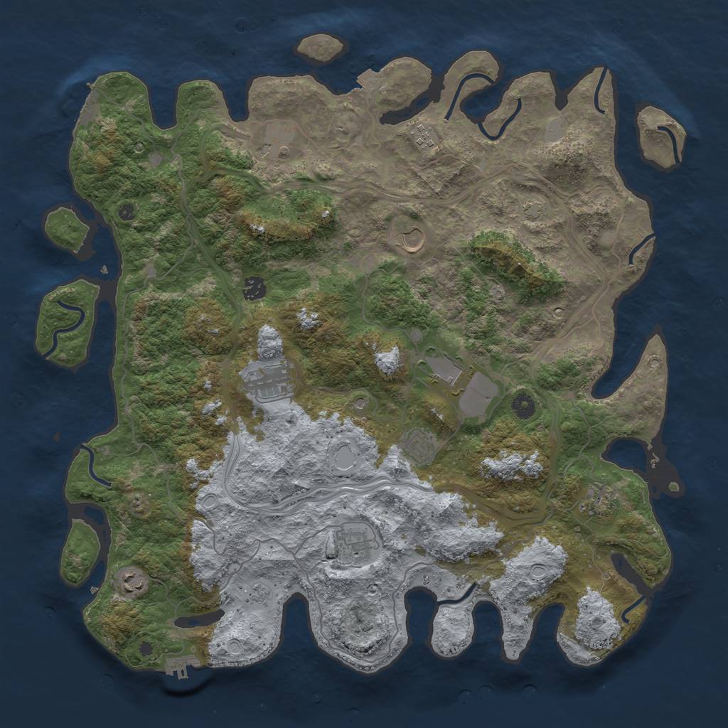 Rust Map: Procedural Map, Size: 4500, Seed: 819743186, 18 Monuments
