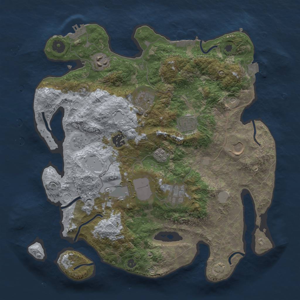 Rust Map: Procedural Map, Size: 3500, Seed: 489203018, 16 Monuments