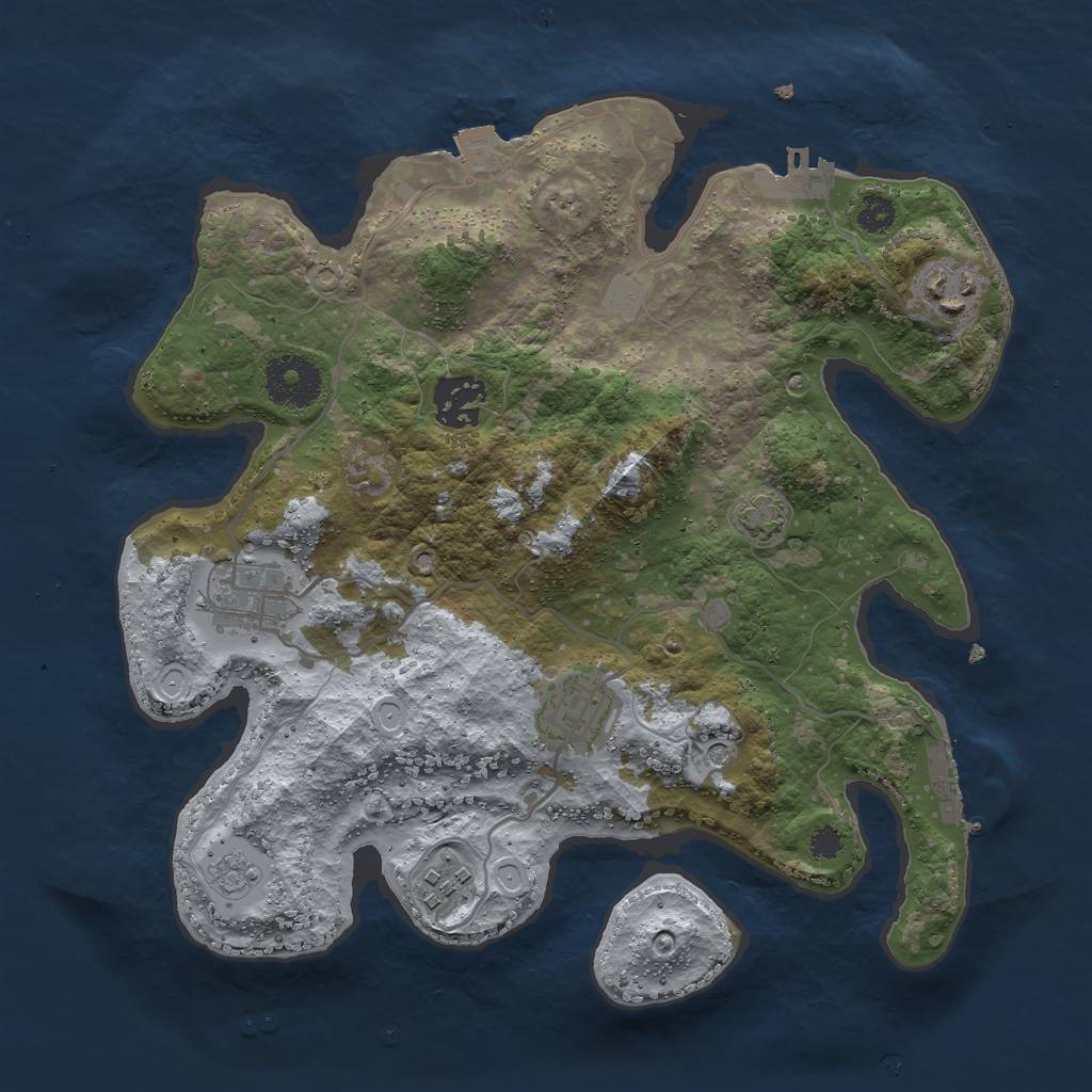 Rust Map: Procedural Map, Size: 3000, Seed: 4555, 13 Monuments