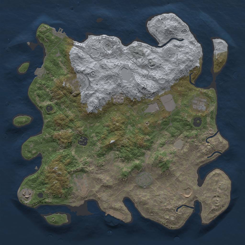 Rust Map: Procedural Map, Size: 3800, Seed: 92150, 17 Monuments