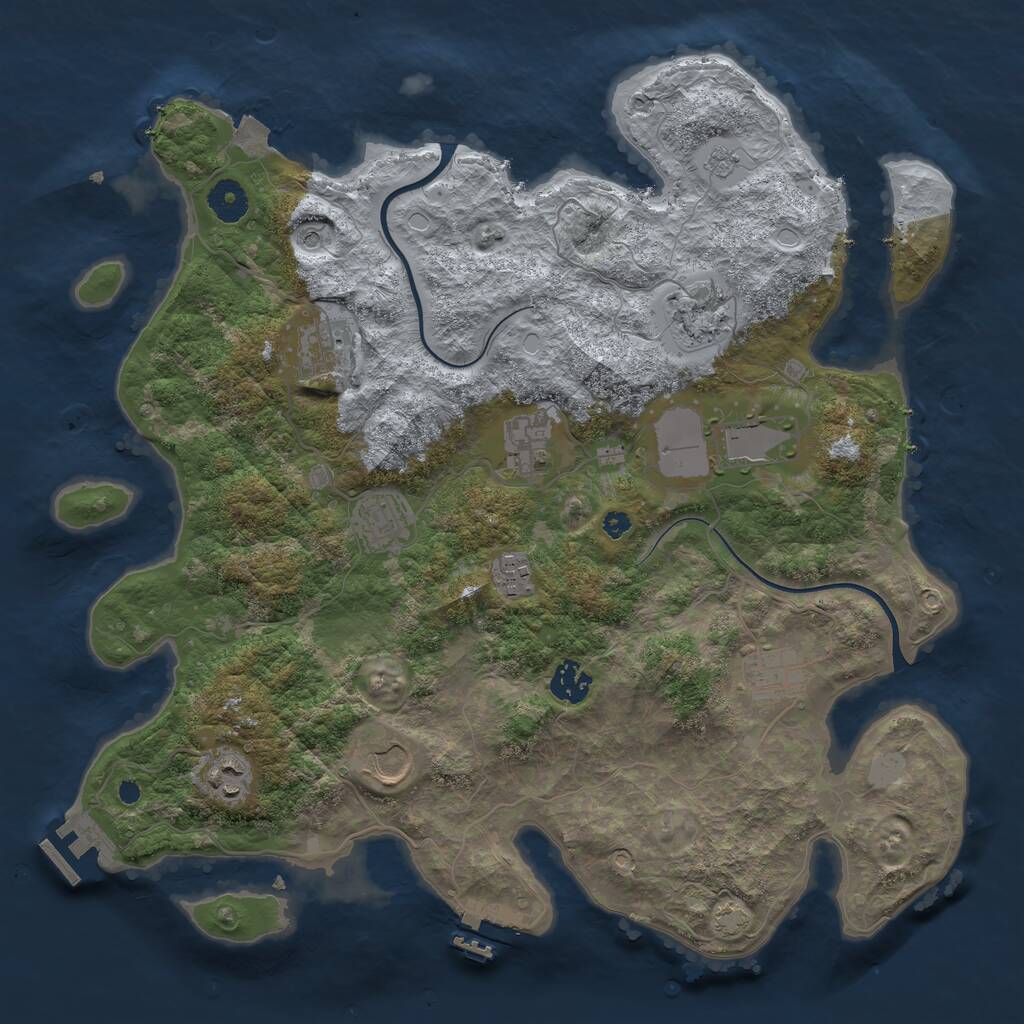 Rust Map: Procedural Map, Size: 3800, Seed: 92150, 16 Monuments