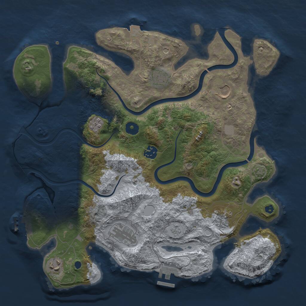 Rust Map: Procedural Map, Size: 3500, Seed: 378, 13 Monuments