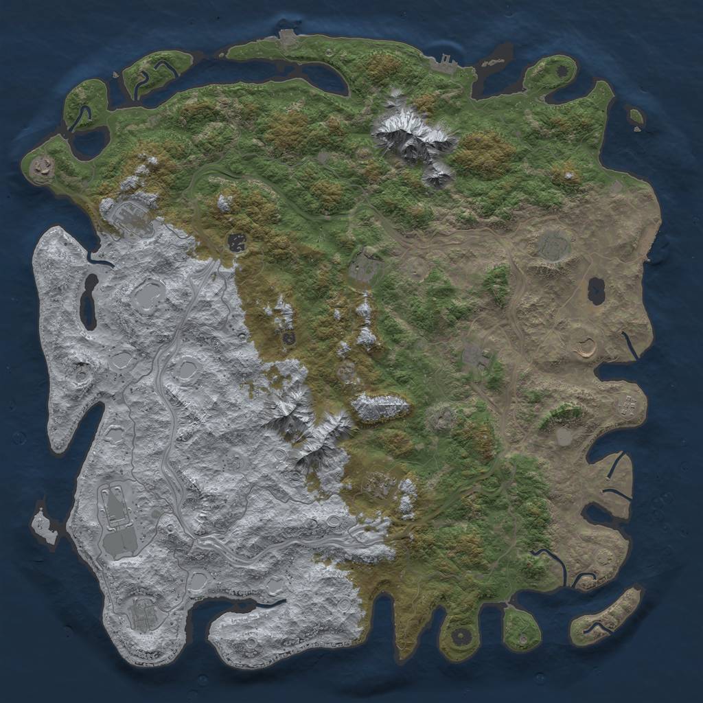 Rust Map: Procedural Map, Size: 5500, Seed: 813513420, 19 Monuments