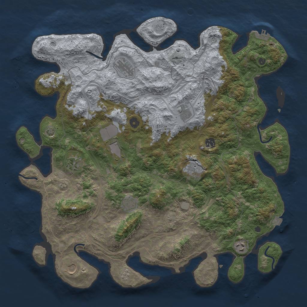 Rust Map: Procedural Map, Size: 4500, Seed: 1081967994, 17 Monuments
