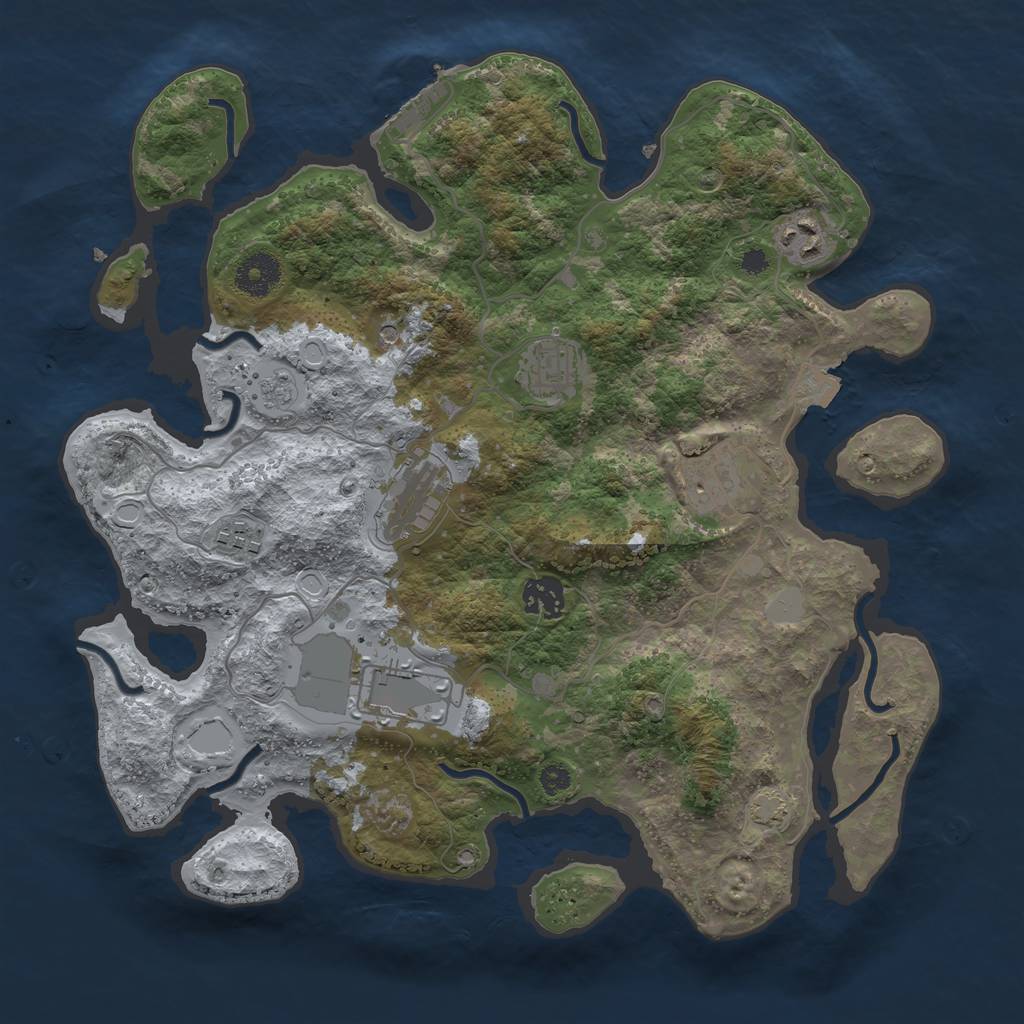 Rust Map: Procedural Map, Size: 3500, Seed: 230231379, 14 Monuments
