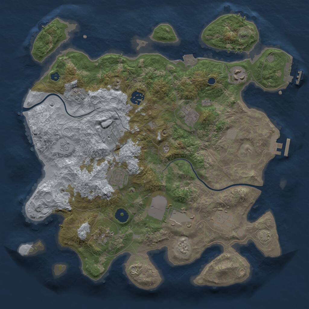 Rust Map: Procedural Map, Size: 3500, Seed: 470955471, 15 Monuments