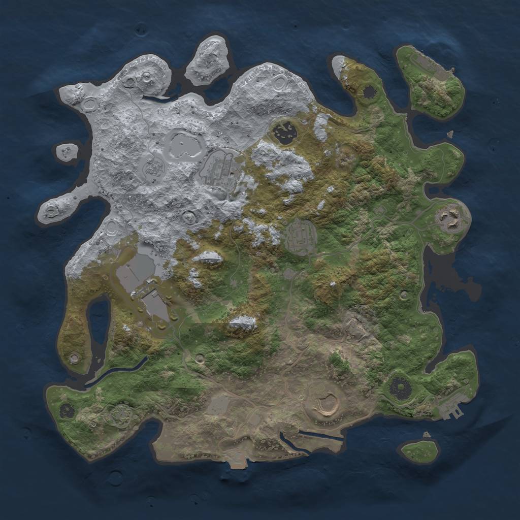 Rust Map: Procedural Map, Size: 3500, Seed: 684159185, 13 Monuments