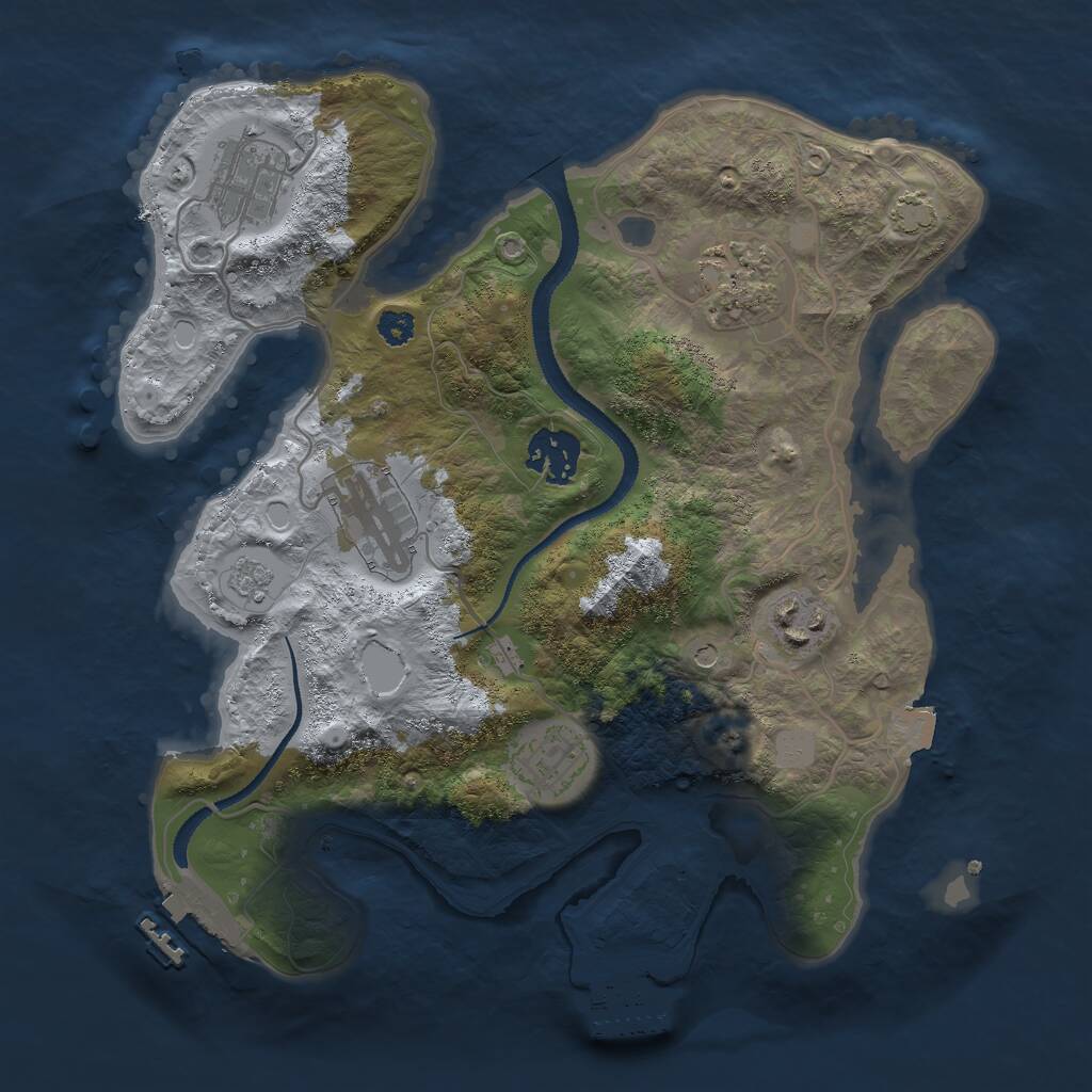 Rust Map: Procedural Map, Size: 3000, Seed: 1965489242, 12 Monuments