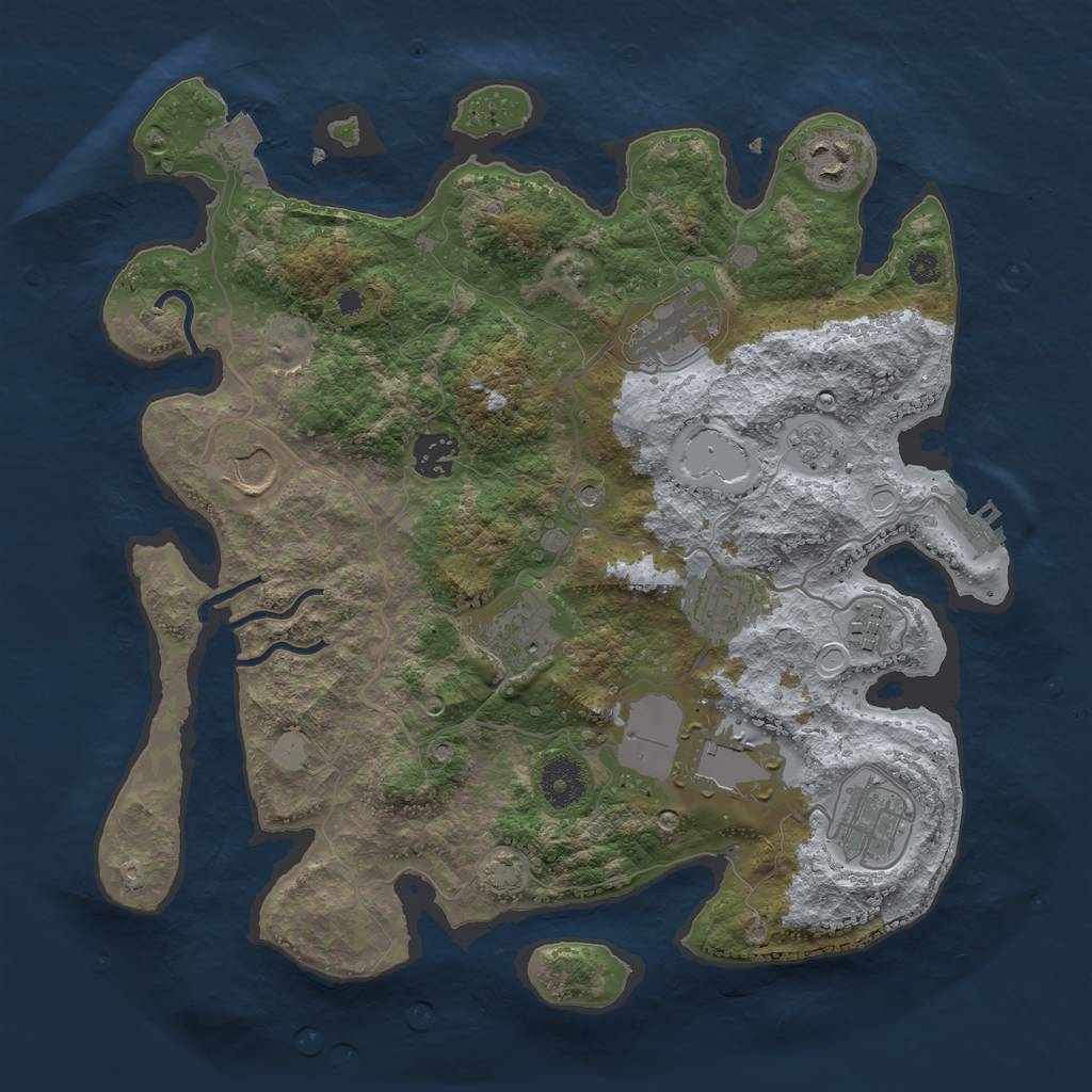 Rust Map: Procedural Map, Size: 3500, Seed: 944114588, 16 Monuments