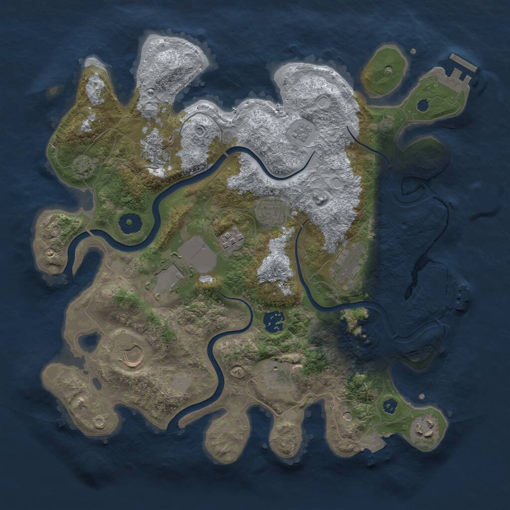 Rust Map: Procedural Map, Size: 3500, Seed: 2125114297, 15 Monuments