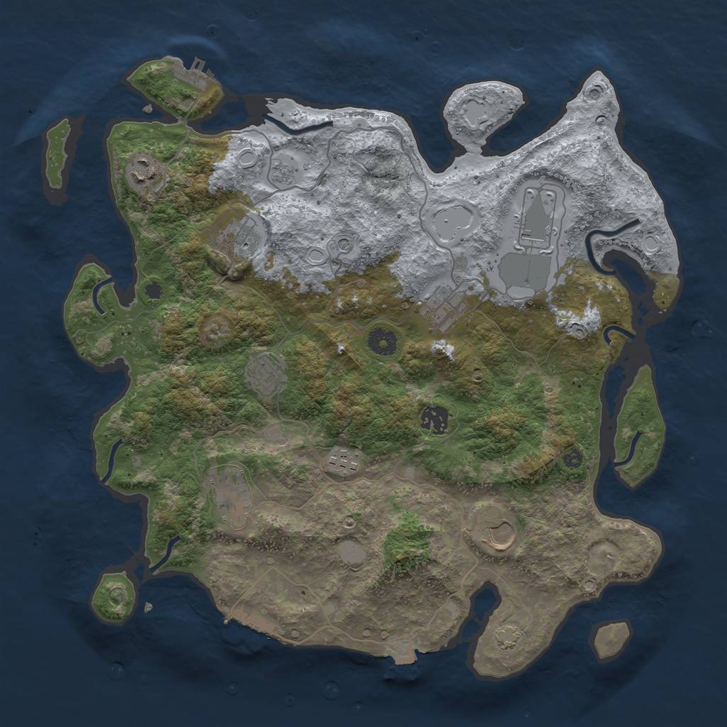 Rust Map: Procedural Map, Size: 3800, Seed: 7758210, 17 Monuments