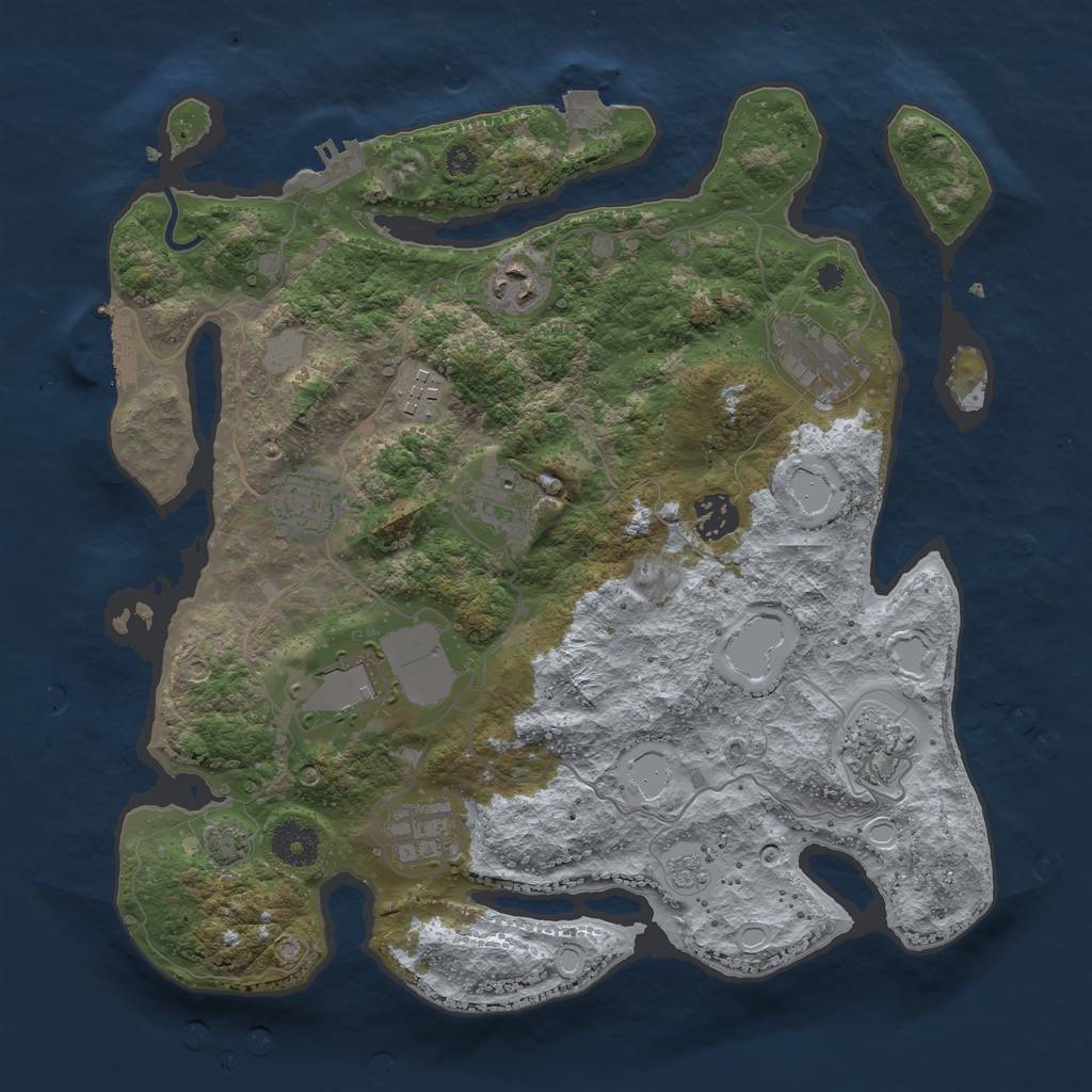 Rust Map: Procedural Map, Size: 3500, Seed: 9465000, 16 Monuments