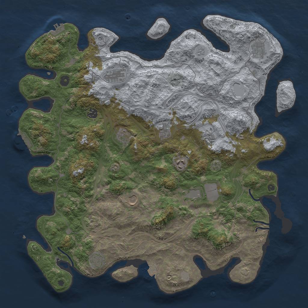 Rust Map: Procedural Map, Size: 4500, Seed: 262106643, 18 Monuments